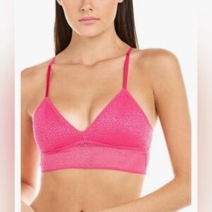 NWT DKNY Pink Seamless Triangle Bralette Size Large Soft Stretch Wireless Bra